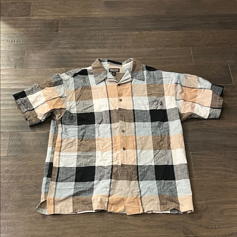 Koman Jeans Button Down Short Sleeve Shirt Mens Size XL